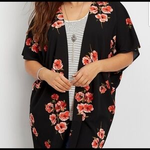 Floral Black Kimono Cardigan